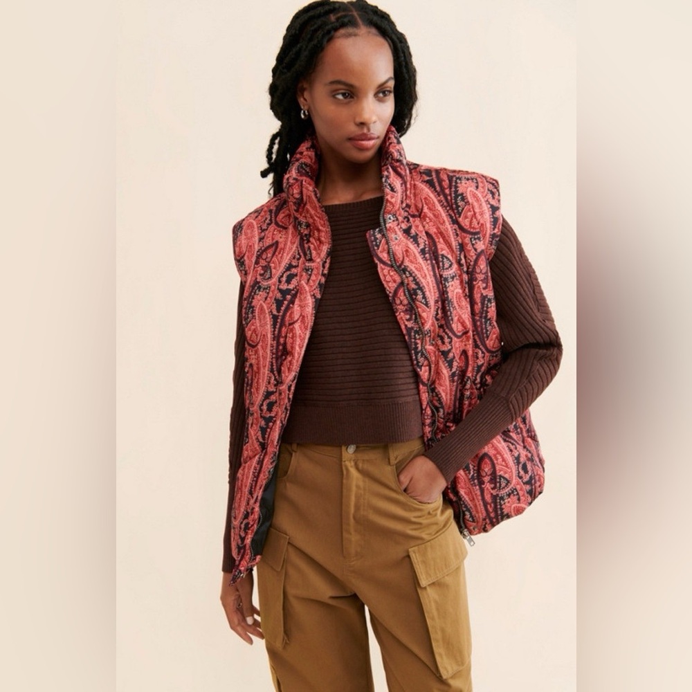 Free People Flora Paisley Puffer Vest Medium NWOT